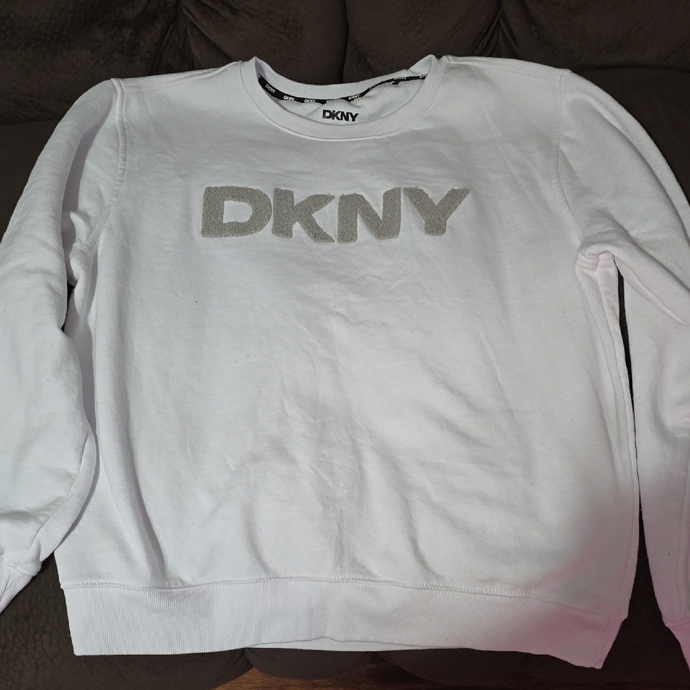 DKNY White Crewneck with Gray Logo